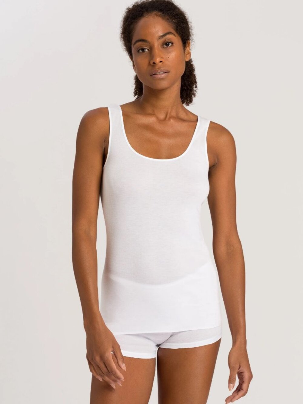 New Hanro of Switzerland White Cotton Round Neck tank Top Sz XL